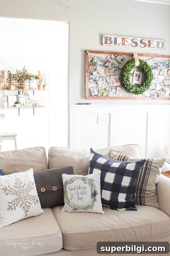 How to Declutter When You Love Too Much Stuff 6 Pretty magnolia wreath Christmas mantel decor