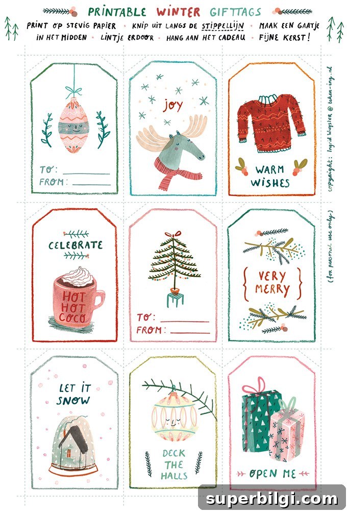 Free Printable Christmas Gift Tags to Personalize Presents 5 Free download winter gift tags!