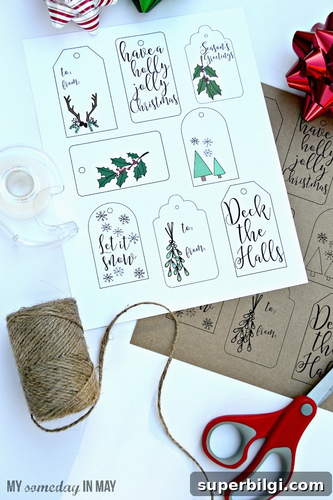 Free Printable Christmas Gift Tags to Personalize Presents 7 Free printable Christmas gift tags!