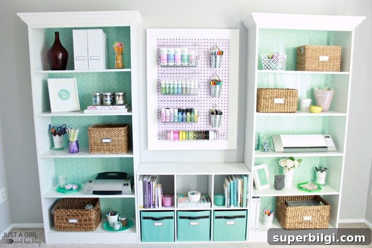 10 Colorful Craft Room Organization Ideas for Inspiring Spaces 9 Organized Craft Space from Just A Girl And Her Blog