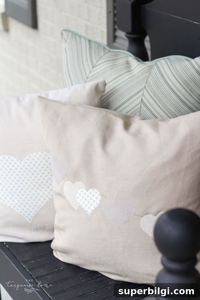 DIY Heart Pillow Cover with Fabric Applique and Silhouette Cameo 6 Such a CUTE and easy DIY pillow project! | Fabric Appliqué with a Silhouette Cameo