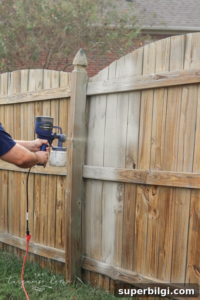 How to Paint a Wooden Fence Quickly: Step-by-Step Guide 9 This inexpensive paint sprayer is awesome!! How to Paint a Wood Fence the Easiest and Fastest Way! Take a minute to CLICK the link and access hundreds of other tutorials, tips and ideas for DIY home projects. This site is a MUST for any DIYer.