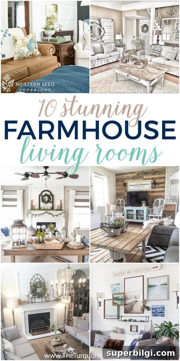10 Farmhouse Living Room Ideas to Inspire Your Decor 2 Number 3 is just gorgeous!!! 10 Stunning Living Rooms with Farmhouse Decor