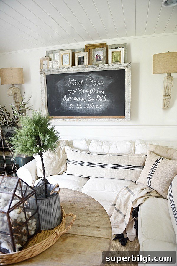 10 Farmhouse Living Room Ideas to Inspire Your Decor 8 Textured Farmhouse Living Room from Liz Marie Blog | 10 Stunning Farmhouse Living Rooms