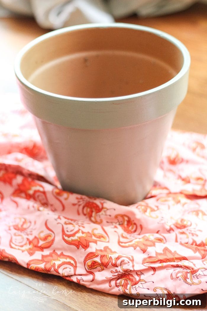 Teacher Gift Ideas: DIY Planters with Free Printable Tags 3 Fabric apple silhouette on painted terra cotta planter