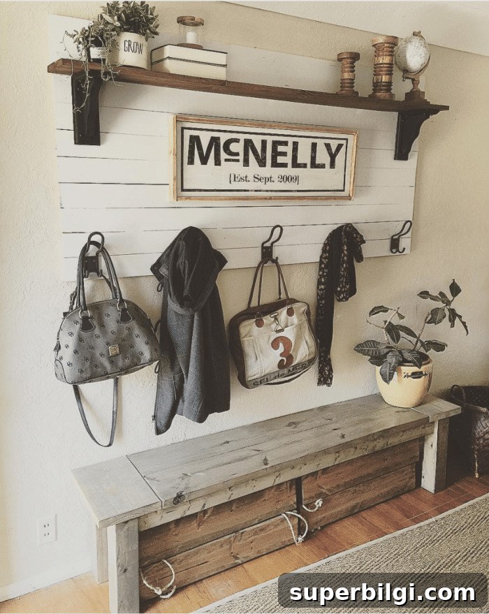 20 Mudroom Ideas for a Stylish, Functional Entryway 17 Great, simple mudroom ideas with hooks, a bench and baskets!