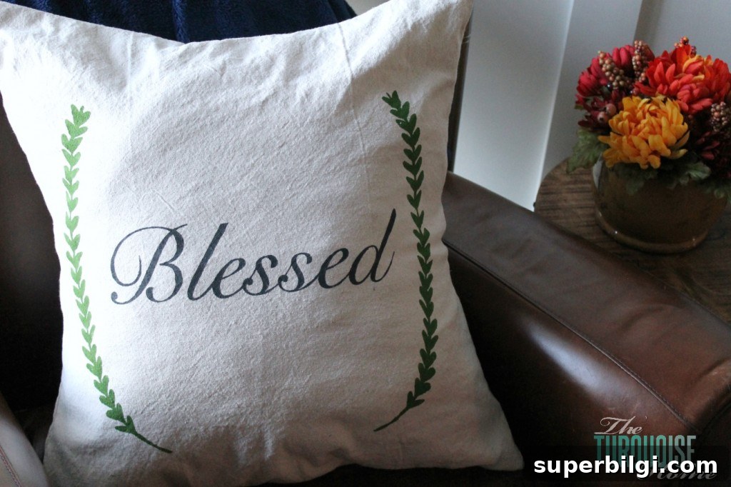 How to Stencil a Drop Cloth Pillow Cover 10 DIY Stenciled Drop Cloth Pillow #diy #dropcloth #silhouette