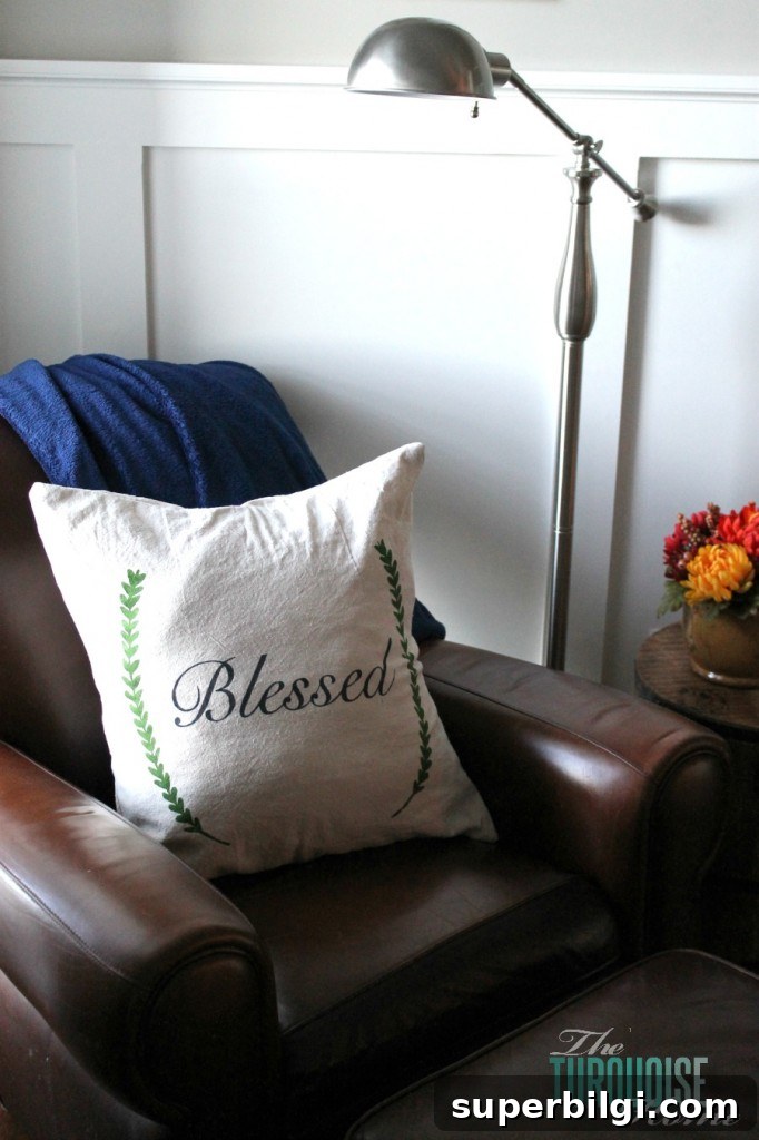 How to Stencil a Drop Cloth Pillow Cover 11 DIY Stenciled Drop Cloth Pillow #diy #dropcloth #silhouette