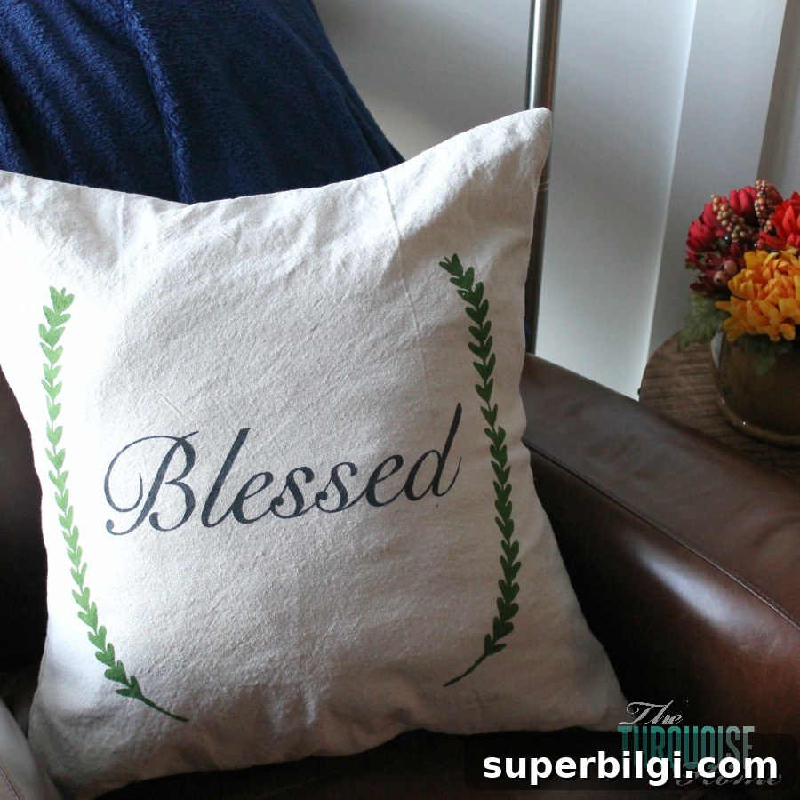 How to Stencil a Drop Cloth Pillow Cover 3 DIY Stenciled Drop Cloth Pillow #diy #dropcloth #silhouette