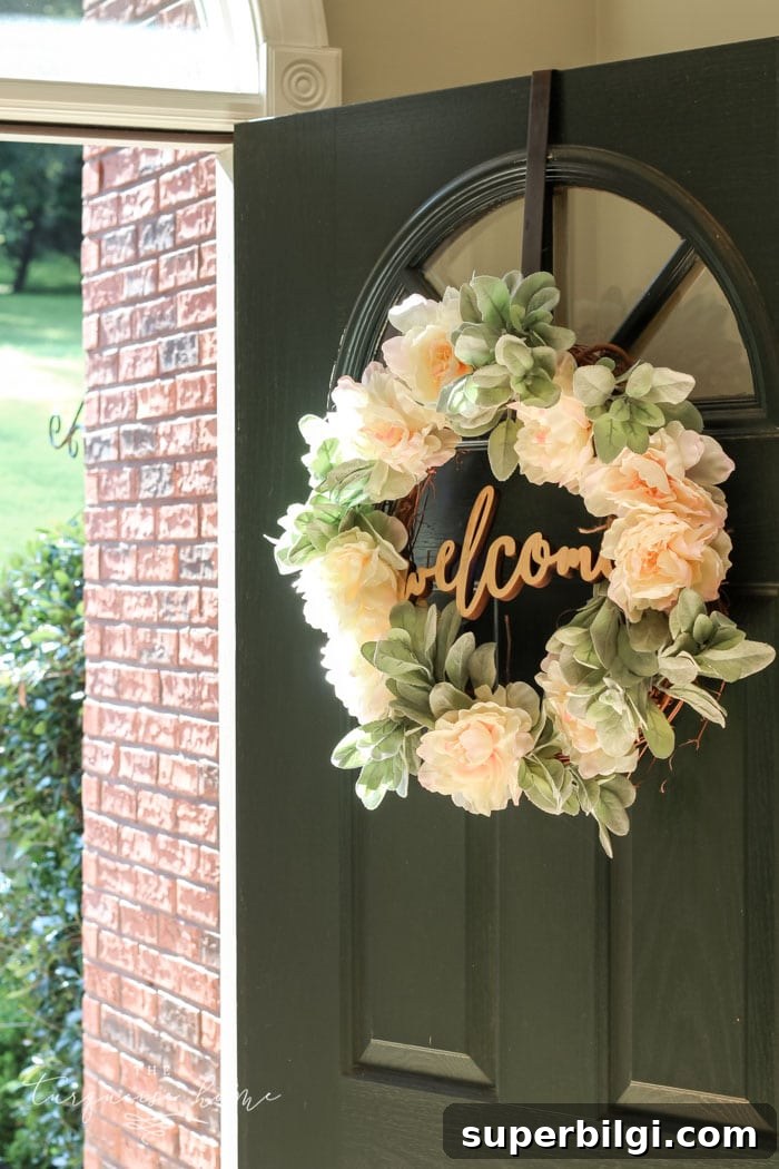 How to Make a Lamb's Ear and Peony Wreath 6 A lamb's ear wreath is the perfect addition to my front door. LOVE the