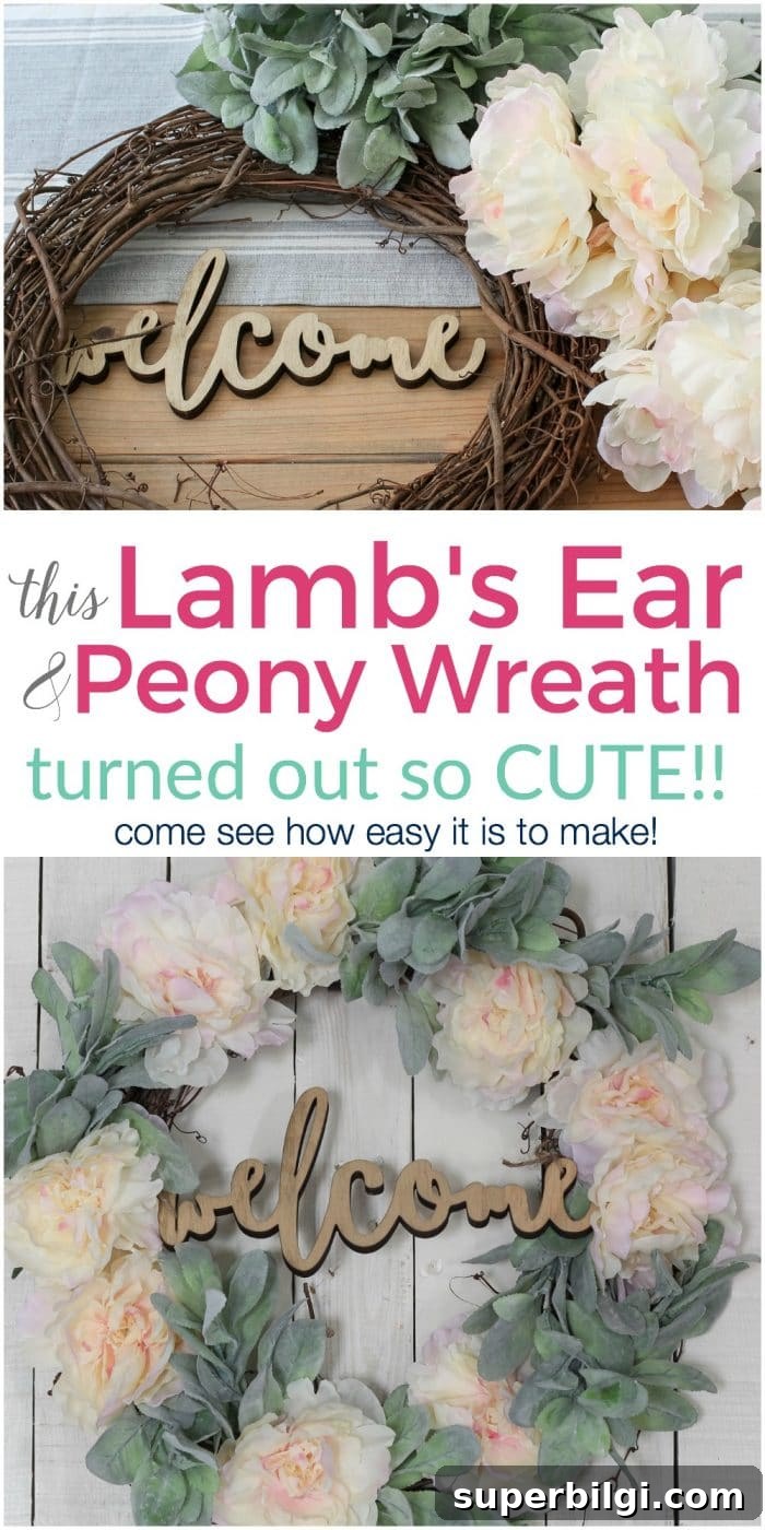 How to Make a Lamb's Ear and Peony Wreath 7 You've got to see how east this Lamb's Ear Wreath is to make! So cute!!