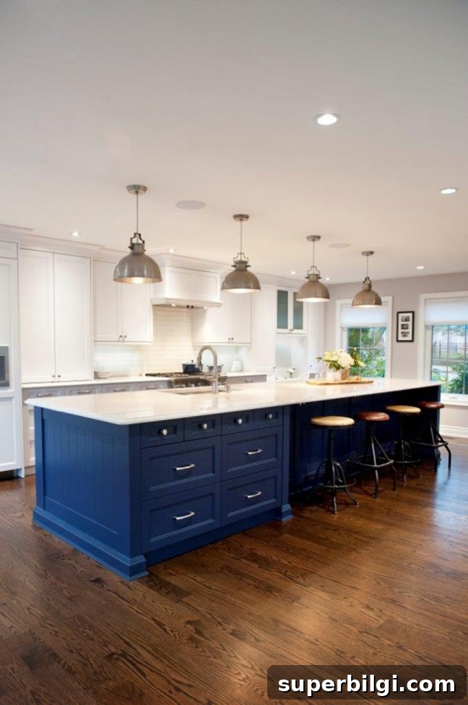 Navy Blue Kitchen Island 