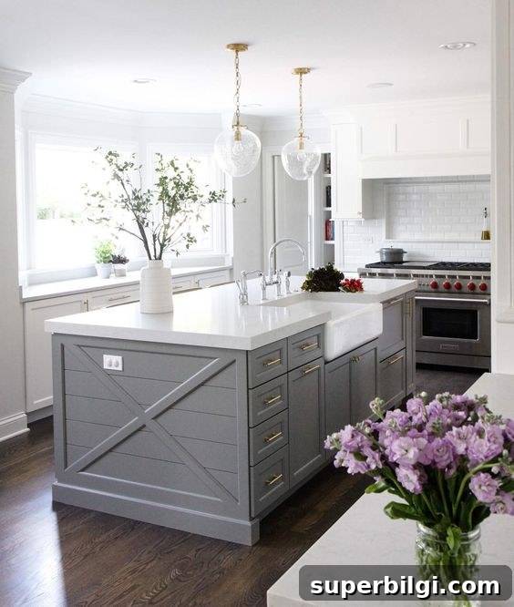 A Chelsea Gray (Benjamin Moore) Kitchen Island