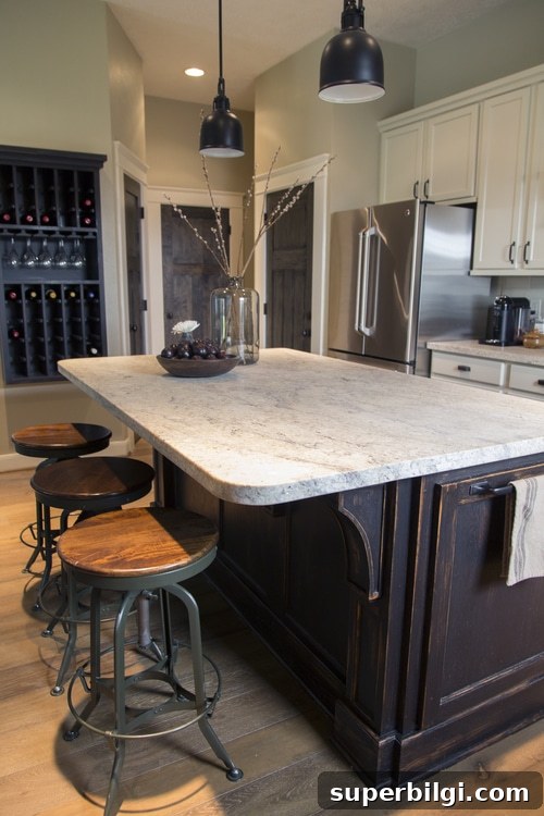 Gorgeous Stained and Distressed Kitchen Island