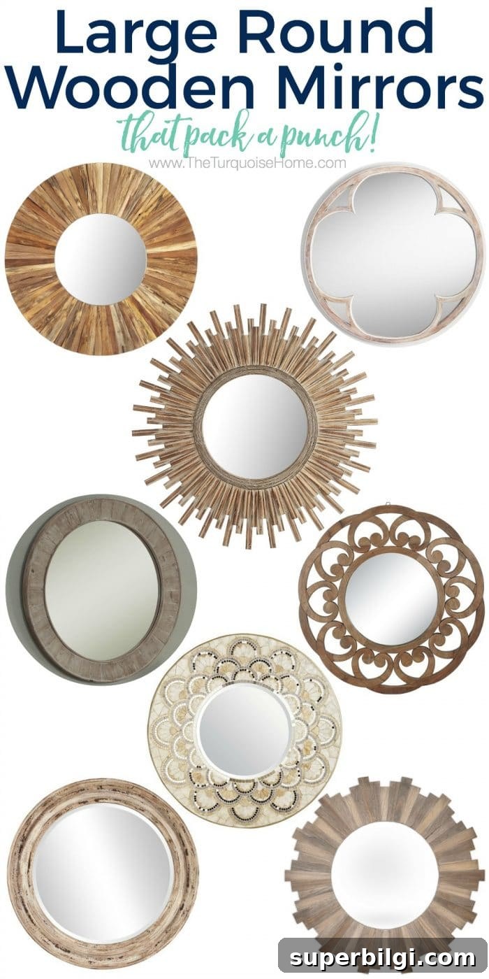 10 Large Round Wall Mirrors to Transform Your Space 3 Love these large round mirrors! They are gorgeous and make a huge statement!