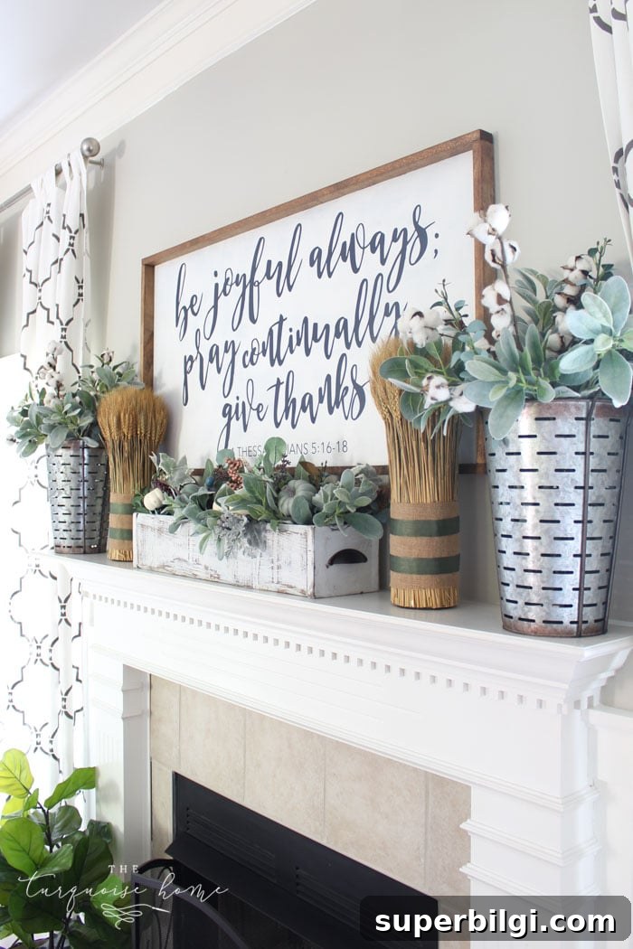 Love these simple tips for decorating for fall!! Simple farmhouse fall mantel with a DIY wooden sign 