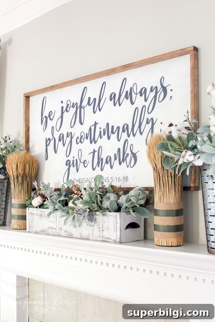 Love these simple tips for decorating for fall!! Simple farmhouse fall mantel with a DIY wooden sign