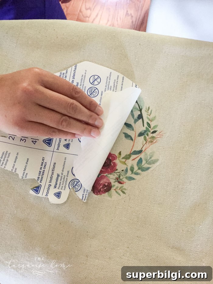 Create a Custom Photo Pillow with Iron On Transfer Paper 8 Iron-on transfer being pressed