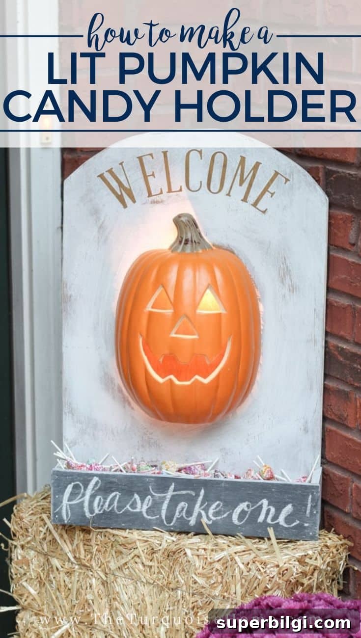 DIY Lighted Pumpkin Candy Holder: Halloween Decor 2 DIY Lighted Pumpkin Candy Holder for Halloween