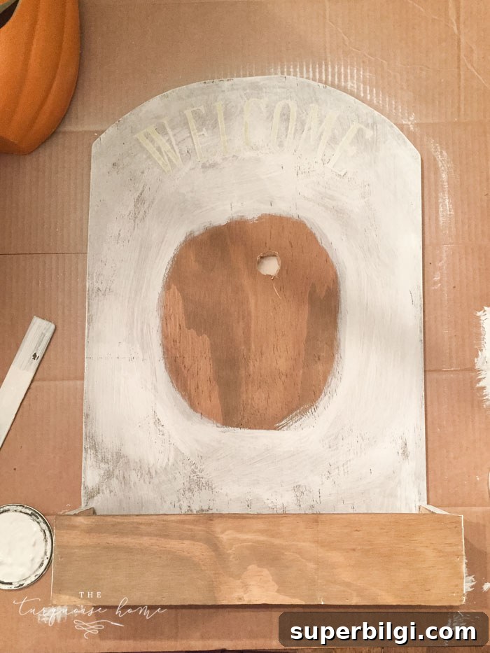 DIY Lighted Pumpkin Candy Holder: Halloween Decor 13 Paint the candy holder with chalk paint except for where the pumpkin will go and the very front of the box!
