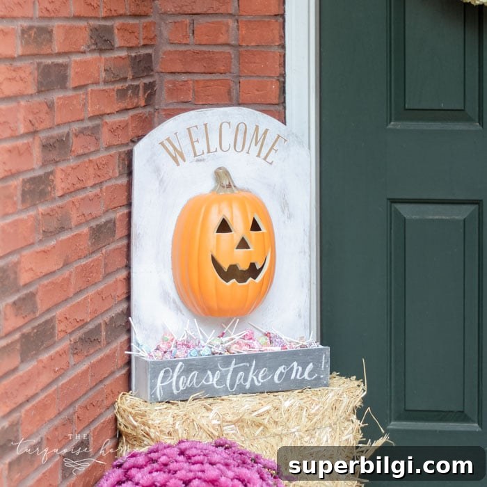 DIY Lighted Pumpkin Candy Holder: Halloween Decor 4 Such a cute option for giving away candy while you're away! DIY Lighted Pumpkin Candy Holder