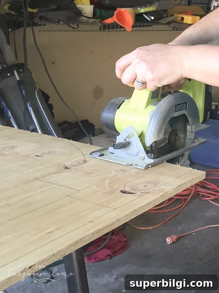 DIY Lighted Pumpkin Candy Holder: Halloween Decor 7 Step 2. Cut the pieces of your box with the circular saw.
