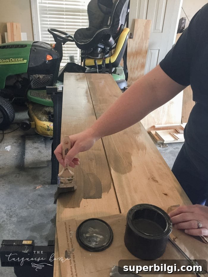 DIY Farmhouse Media Console Table Plans and Tutorial 16 Weathered Stain from Old Barn Milk Paint
