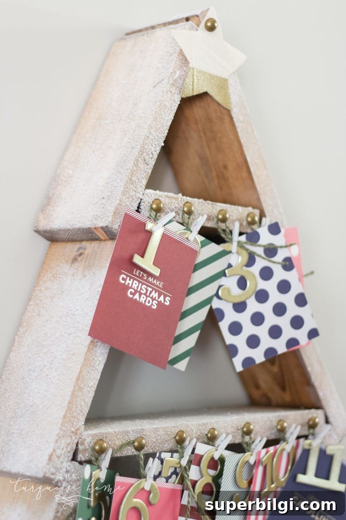 DIY Snowy Christmas Tree Shelf and Advent Calendar Tutorial 4 The most adorable DIY snowy Christmas Tree Shelf lends itself to the perfect spot for an advent calendar. LOVE it!!
