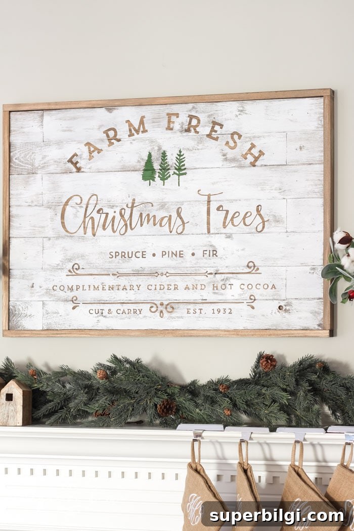 Farm-Fresh Christmas Tree Mantel Ideas 7 A Farm Fresh Christmas Trees Mantel. Rustic, farmhouse Christmas decor.