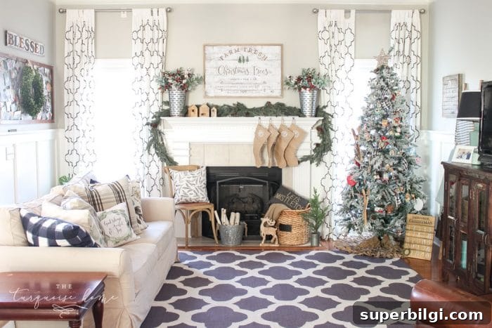 Farm-Fresh Christmas Tree Mantel Ideas 8 A Farm Fresh Christmas Trees Mantel. Rustic, farmhouse Christmas decor.