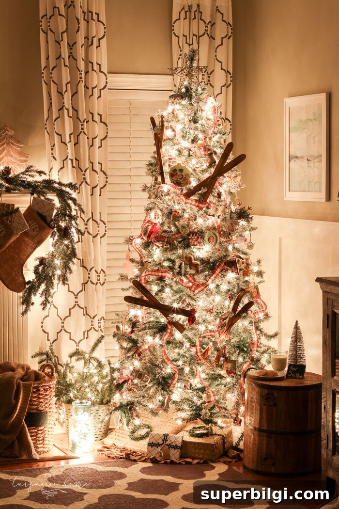 How to Flock a Christmas Tree: DIY Snowy Tree Tutorial 3 The glow from the Christmas tree sure does set the mood for cozy nights and joyful hearts.