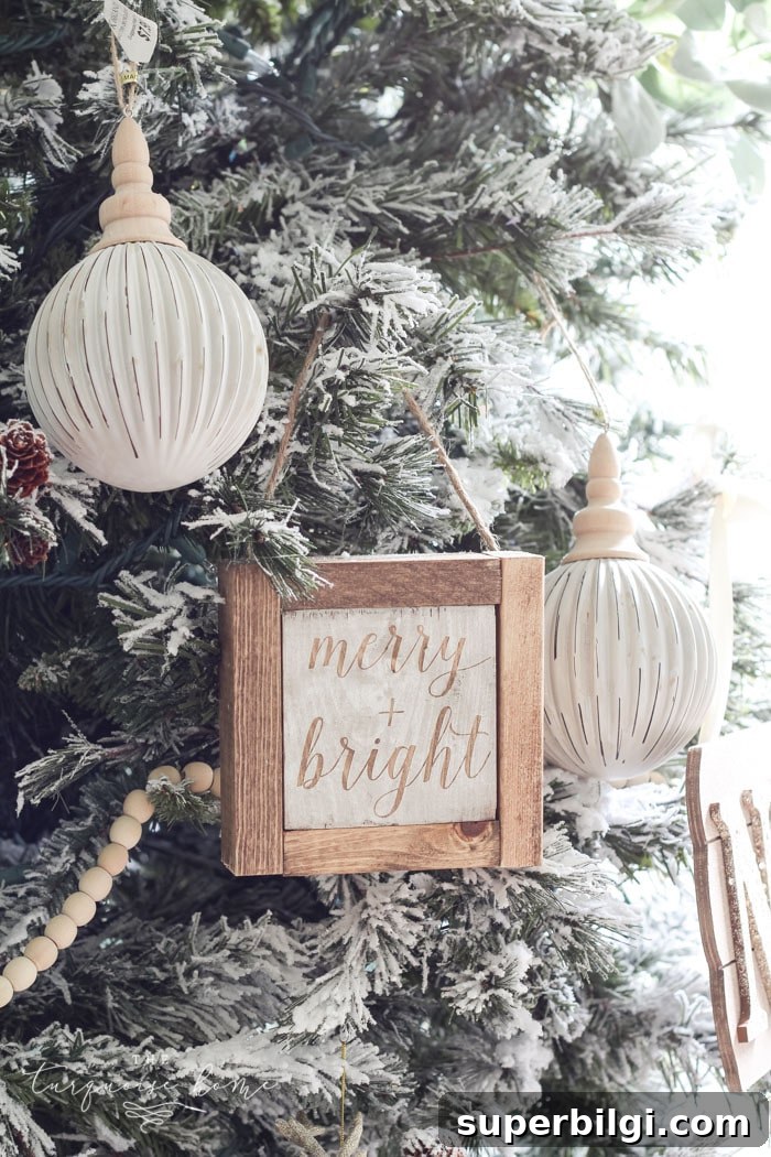 Mini Wooden Christmas Sign Ornaments for Tree Decor 3 Create a simple wooden sign with a cute saying and create a rustic, farmhouse Christmas look for cheap!