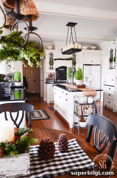 Cozy Farmhouse Christmas Kitchen Decor Ideas 7 Greenery for Christmas Kitchen Decor