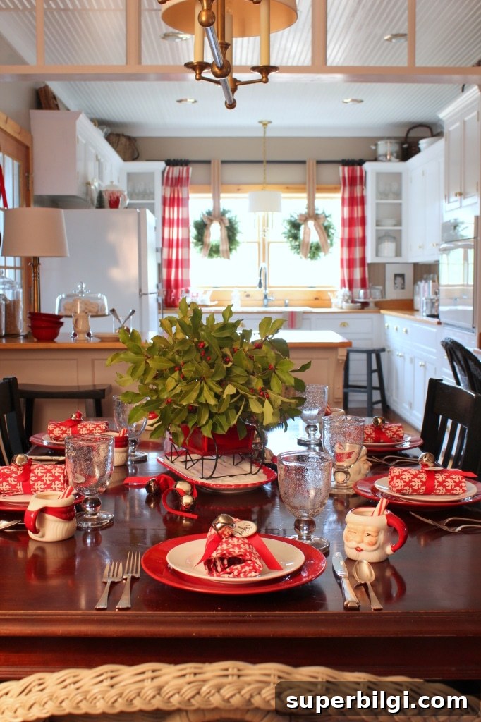 Cozy Farmhouse Christmas Kitchen Decor Ideas 8 Red Gingham Christmas Decor in Kitchen