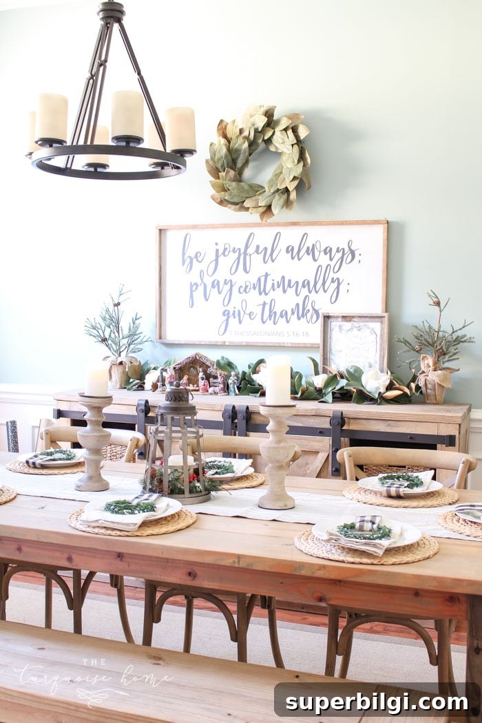 A Neutral Christmas Dining Room 