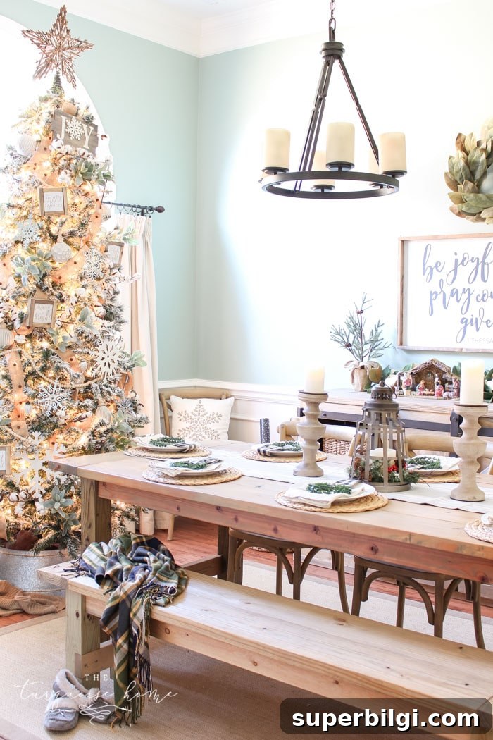 A Neutral Christmas Dining Room 