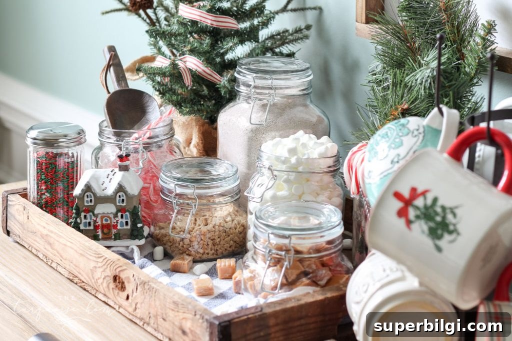 An easy Hot Chocolate Bar. Perfect for entertaining or just enjoying for yourself all winter long!