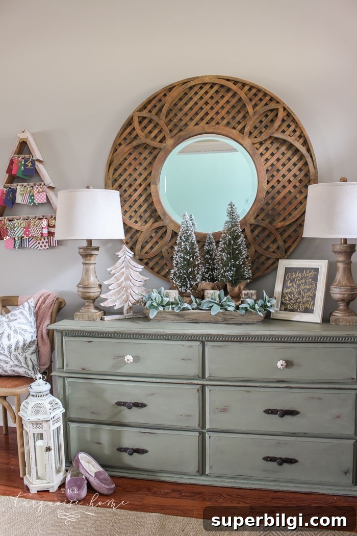Neutral Christmas Entryway Ideas for a Warm Welcome 6 A neutral Christmas entry way - not too fussy or fancy!
