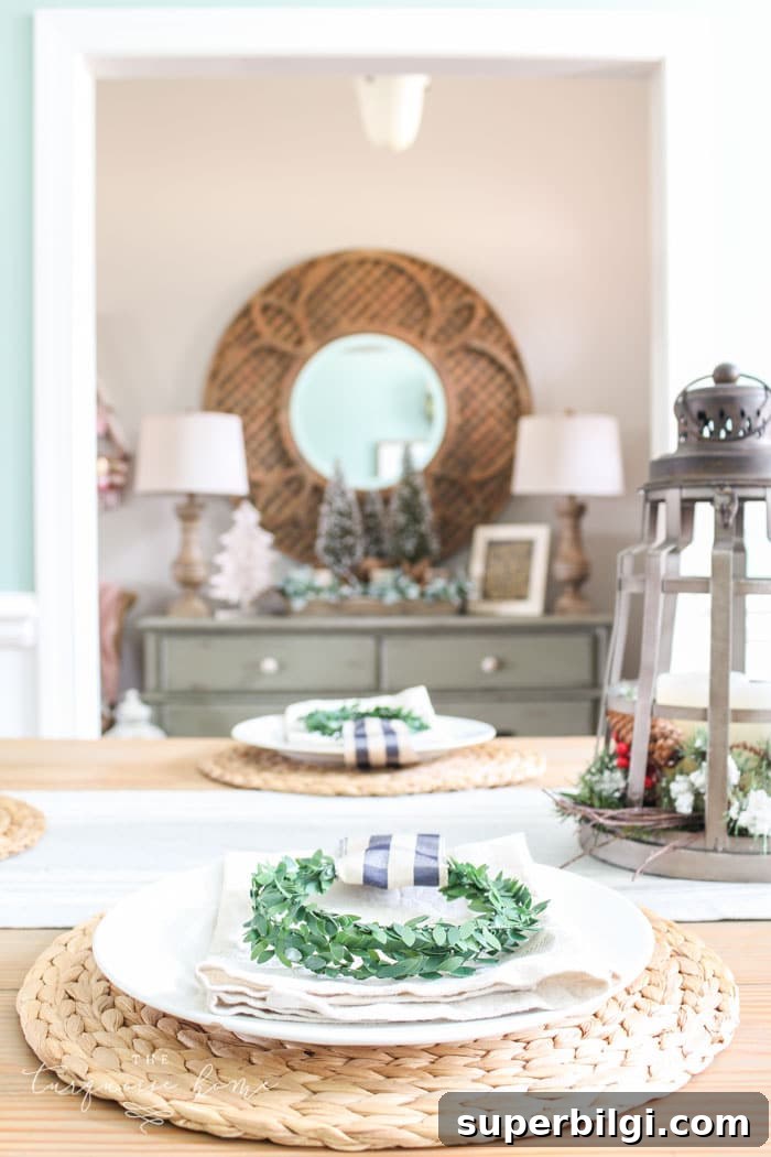 Neutral Christmas Entryway Ideas for a Warm Welcome 7 A neutral Christmas entry way - not too fussy or fancy!