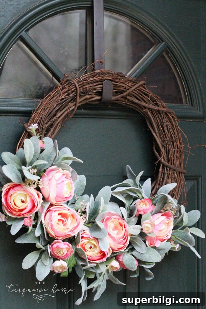 How to Make a Spring Peony Wreath: DIY Tutorial 3 DIY Simple Spring Wreath with Peonies and Lamb's Ear