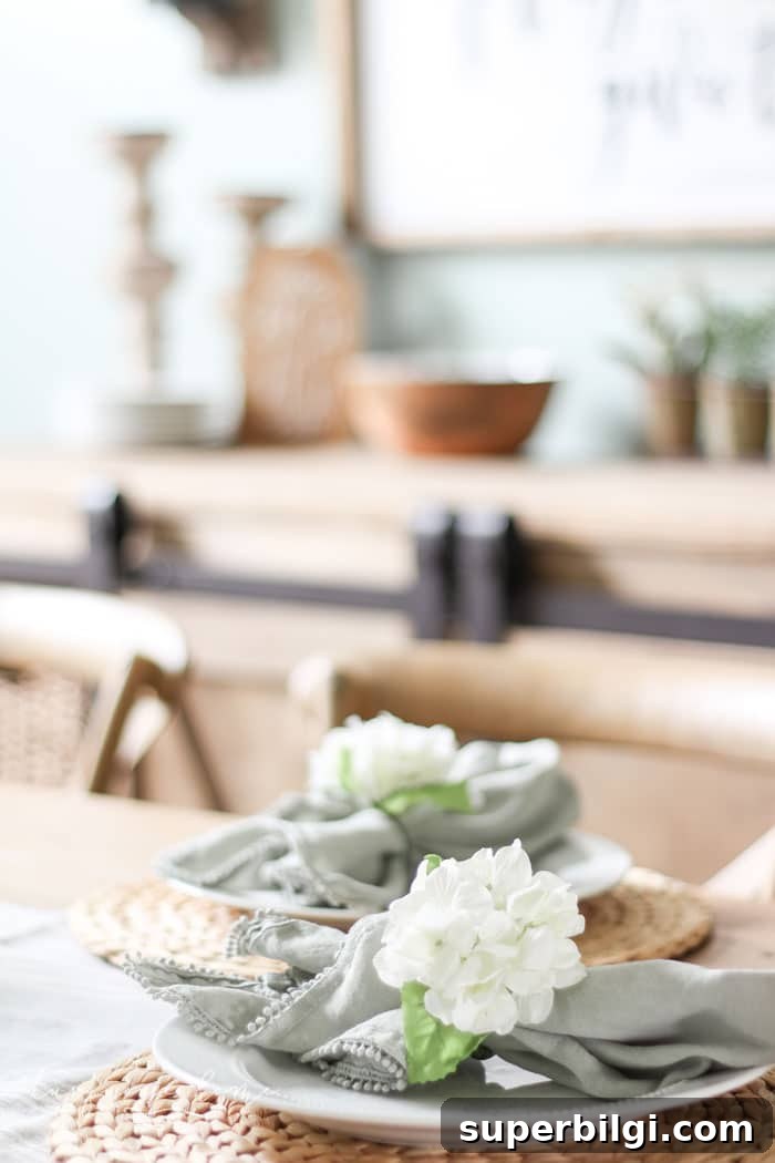 Farmhouse Spring Decor Ideas to Refresh Your Home 9 Farmhouse Spring Dining Room - Simple table styling
