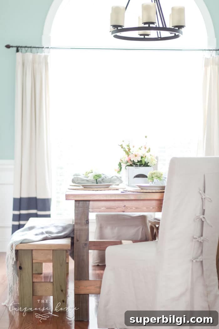 Farmhouse Spring Decor Ideas to Refresh Your Home 10 Dining room console table styled for spring