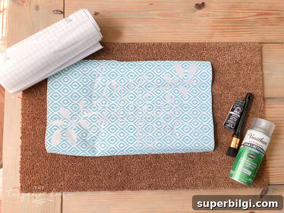 Customize a Charming DIY Doormat: Personalize Your Welcome Mat 6 Gather your supplies to create your DIY Doormat!