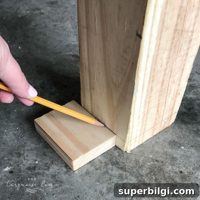 DIY Wooden Coat Rack: Step-by-Step Build Guide 6 Using a foot, measure a space at the end of the Entryway Coat Rack to leave space for the legs!