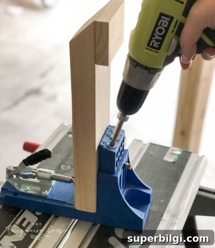 DIY Wooden Coat Rack: Step-by-Step Build Guide 8 Add Kreg Jig holes to the legs of the DIY Coat Rack.