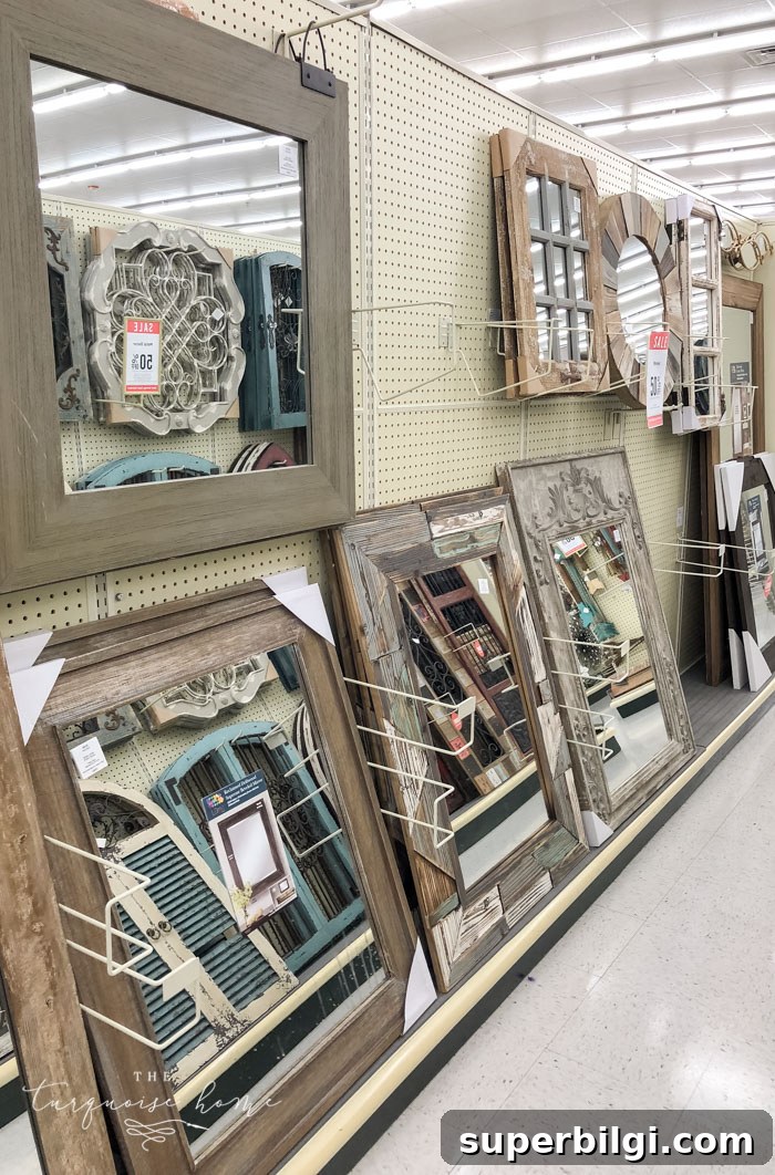 Hobby Lobby Shopping Guide: What to Buy for Crafts and Decor 17 Huge mirrors are so inexpensive at Hobby Lobby. They are perfect for using as a custom bathroom vanity mirror!