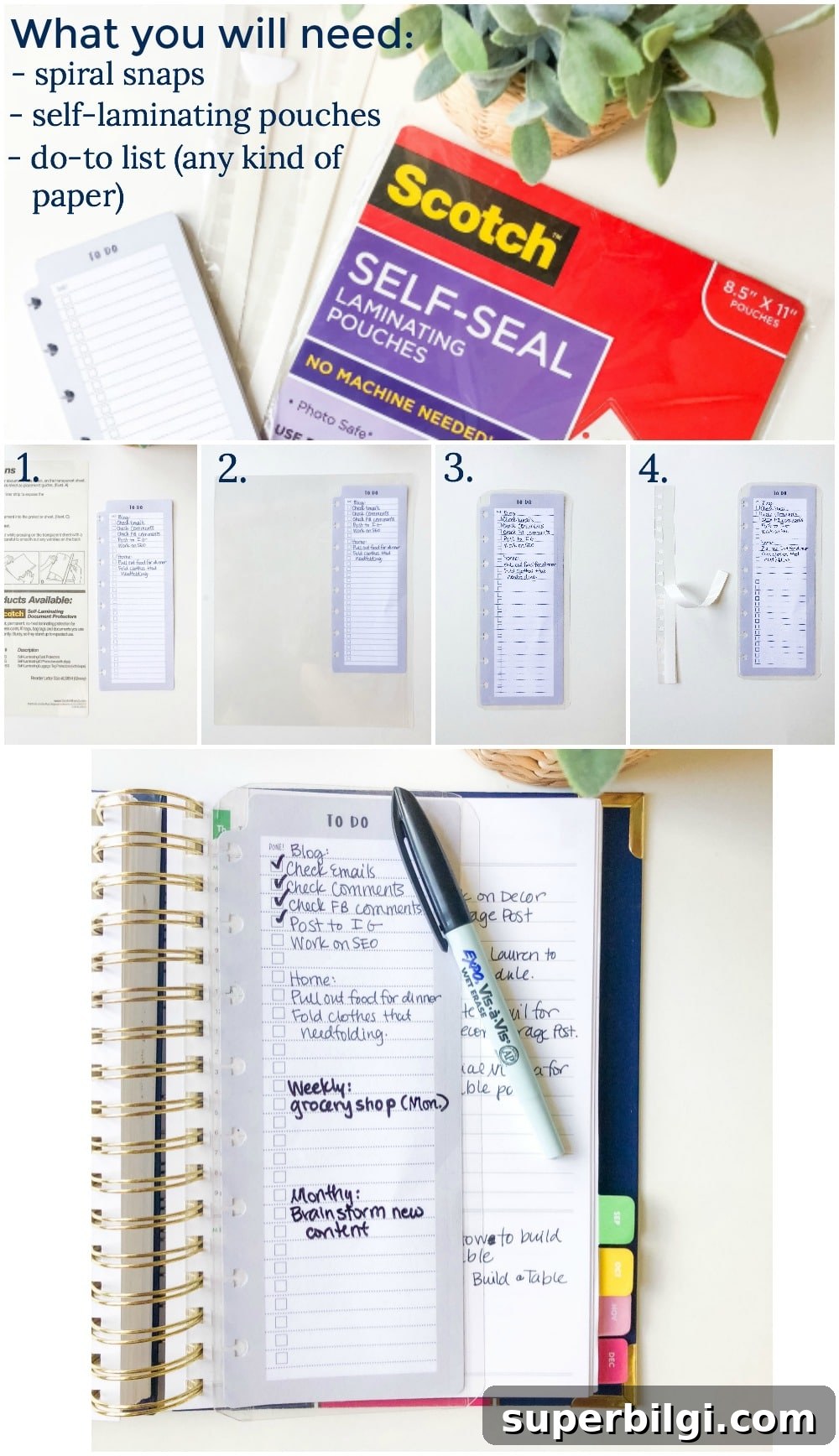 Daily Simplified Planner Review and My Time-Saving Planning Hack 9 My to-do list hack for Emily Ley's Simplified Planner. Laminated to-do list bookmarker.