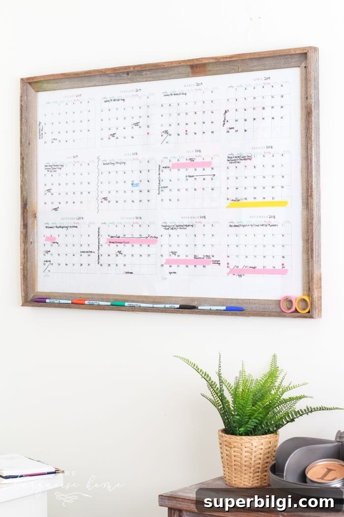 DIY Dry Erase Wall Calendar Tutorial for Home Organization 7 Make your own dry erase calendar board with only 2 steps! Includes a free printable yearly calendar!