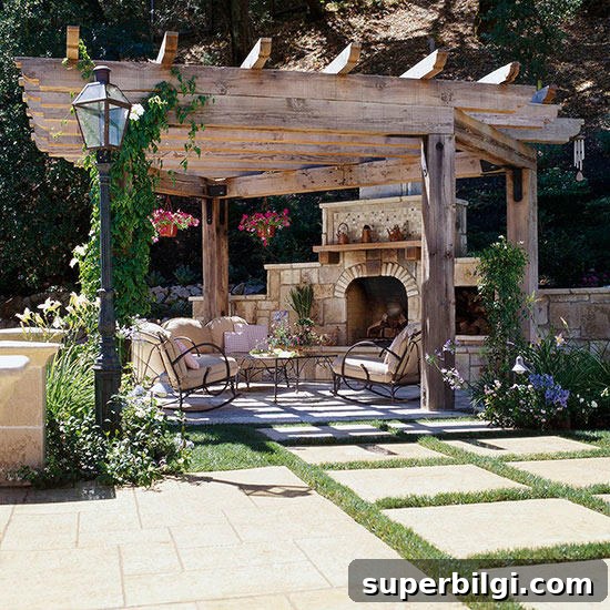 Stunning and Practical Outdoor Living Space Designs 6 Pergola defining an outdoor living space