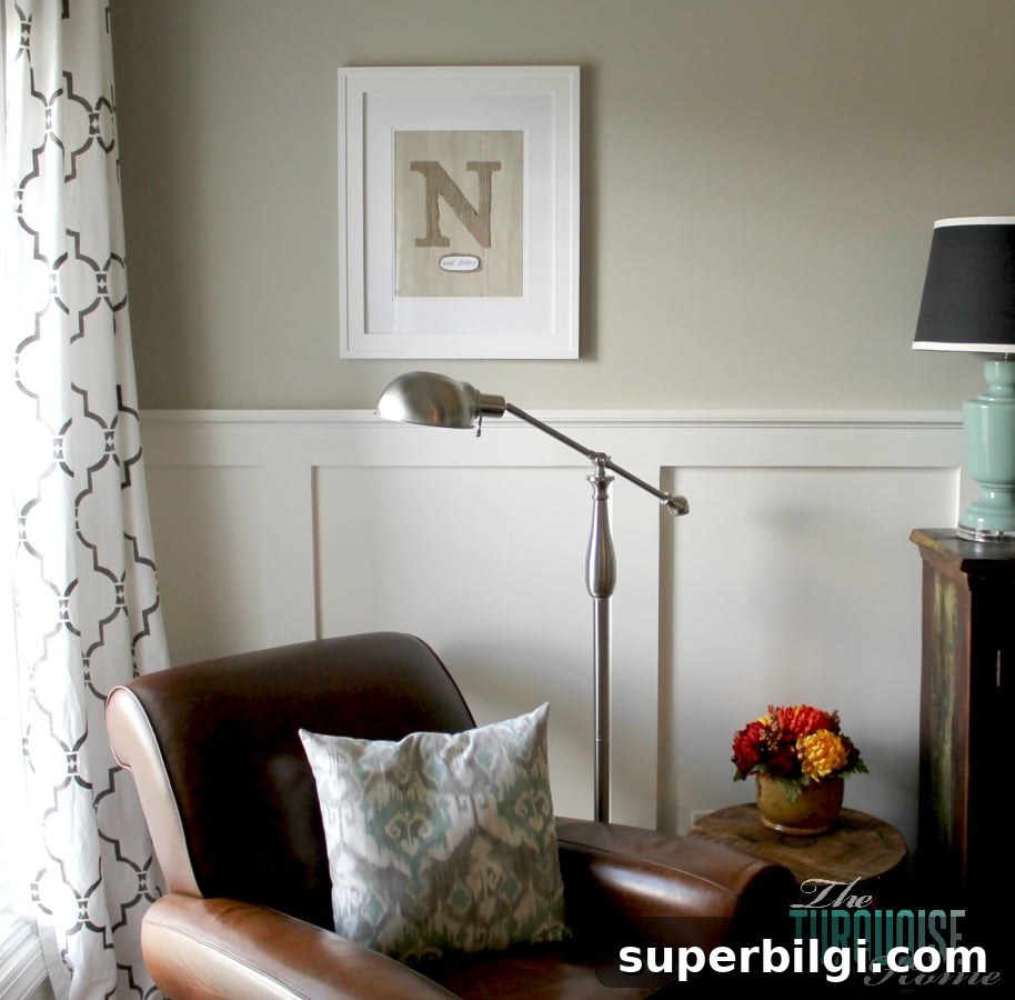 Personalized Framed Burlap Monogram Wall Art 5 DIY Framed Burlap Monogram and Reading Corner | TheTurquoiseHome.com #DIY